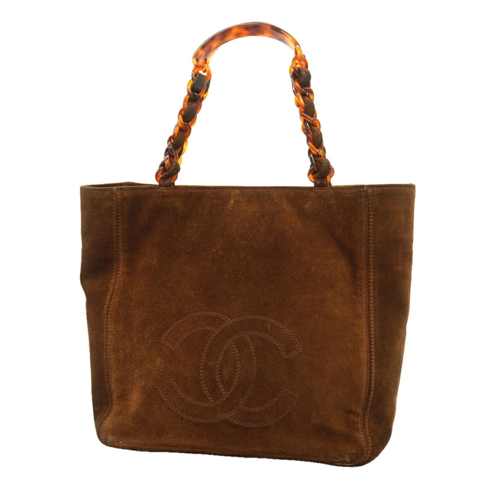 Chanel Suede Tote Bag, Brown, Women's, P3455496